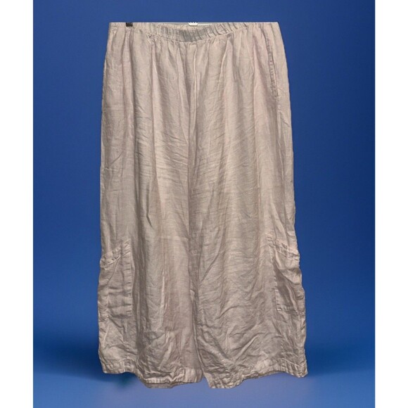 bryn Walker Pants - Bryn Walker 1X Womens Pants Linen Pink Pull On Wide Leg Pocket Resort Lagenlook